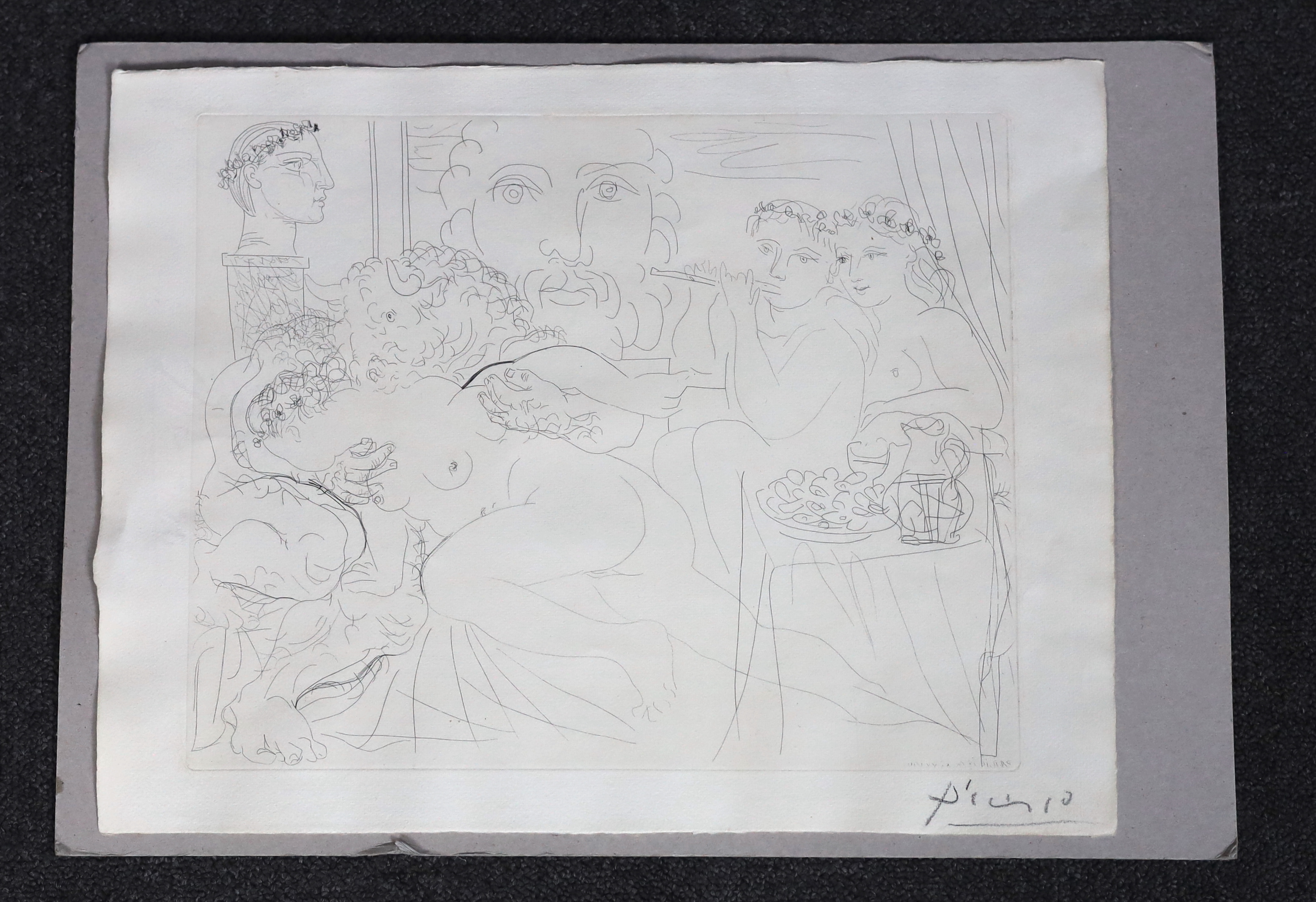 Pablo Picasso (Spanish, 1881-1973), Minotaure caressant une femme, from: La Suite Vollard, etching, 29 x 36cm
